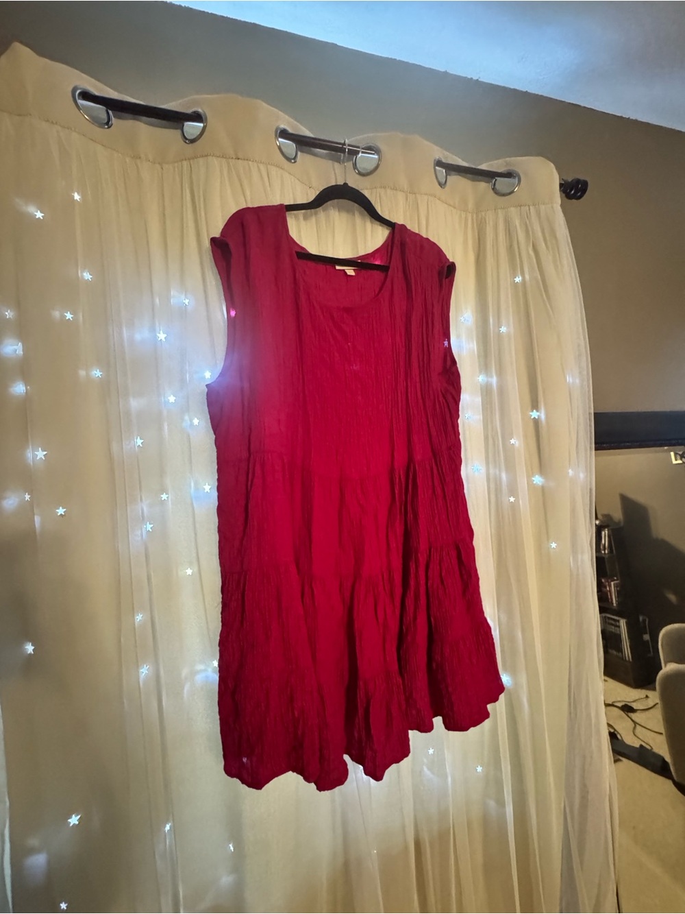 Knox Rose Sleeveless Crimson Tiered Midi Dress